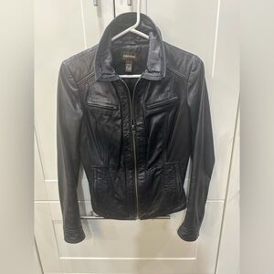 Danier black leather jacket 2xs
